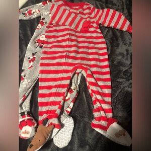 Carter's Just One You Christmas Pajamas Set w/ Santa Fleece Footed Size 12m -NWT